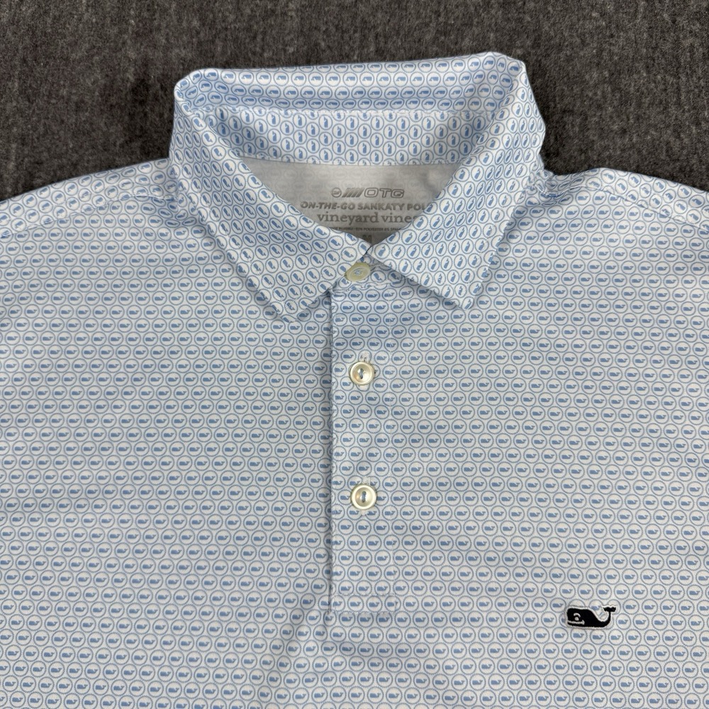 Vineyard Vines Men's M On-The-Go Sankaty Performance Golf Polo Logo Print